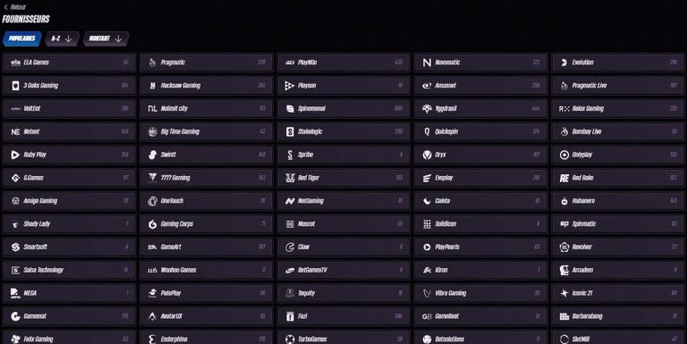 WinRolla Casino fournisseurs