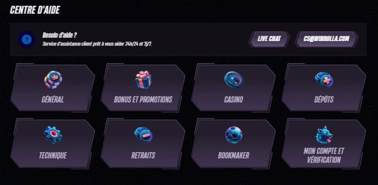 WinRolla Casino support client